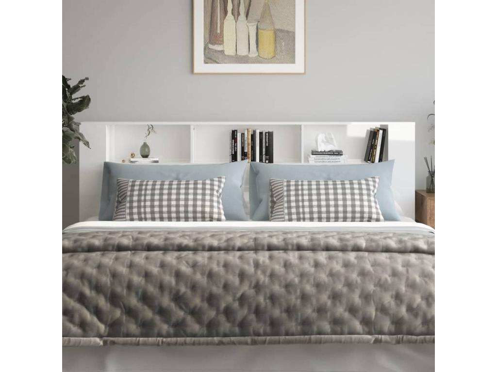 Armoire de tête de lit Blanc brillant 220x18.5x104.5 cm LXCZ51594