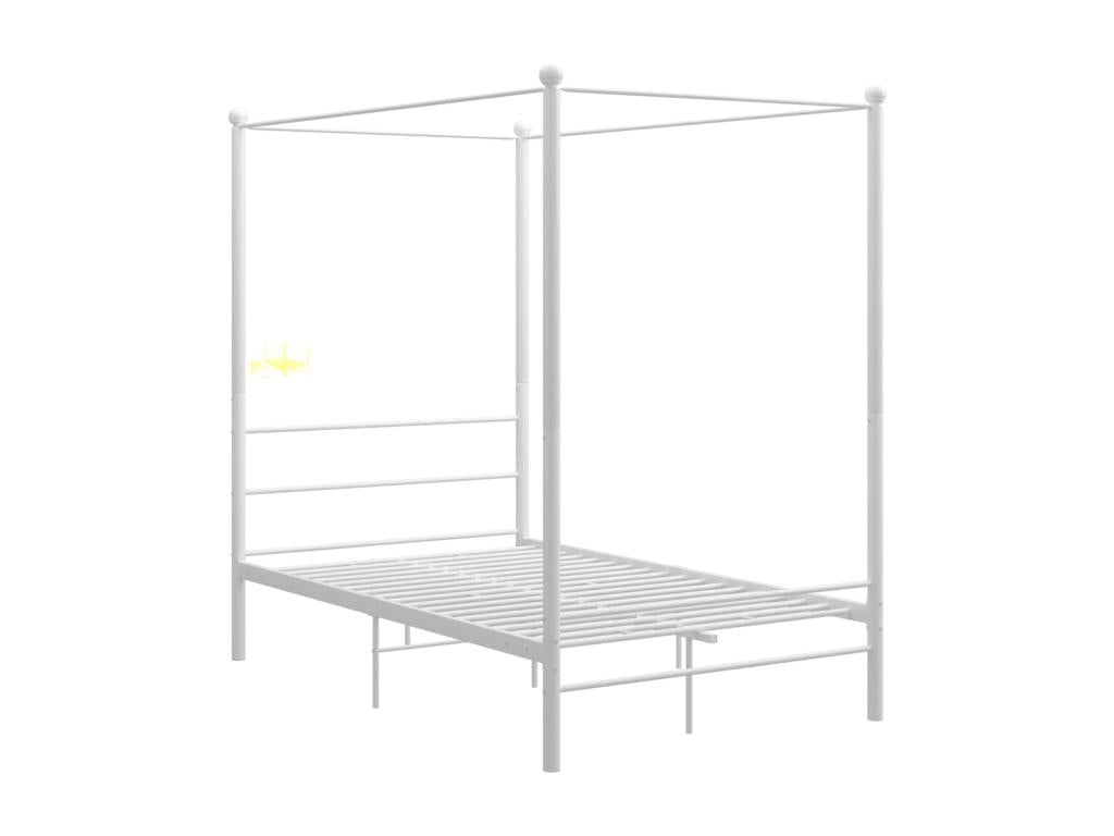 Cadre de lit à baldaquin sans matelas blanc métal 120x200 cm TCGB93013