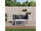 Salon de jardin avec coussins 3 pièces blanc acier BVMB07678