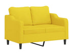 Canapé à 2 places Jaune clair 120 cm Tissu MQUO20616