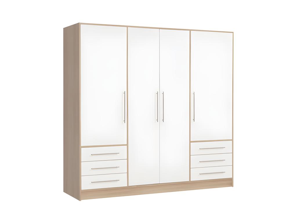 Armoire dressing 207 cm 4 portes blanc décor chêne clair - Boisona AIYC35207
