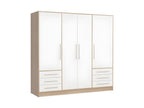 Armoire dressing 207 cm 4 portes blanc décor chêne clair - Boisona AIYC35207