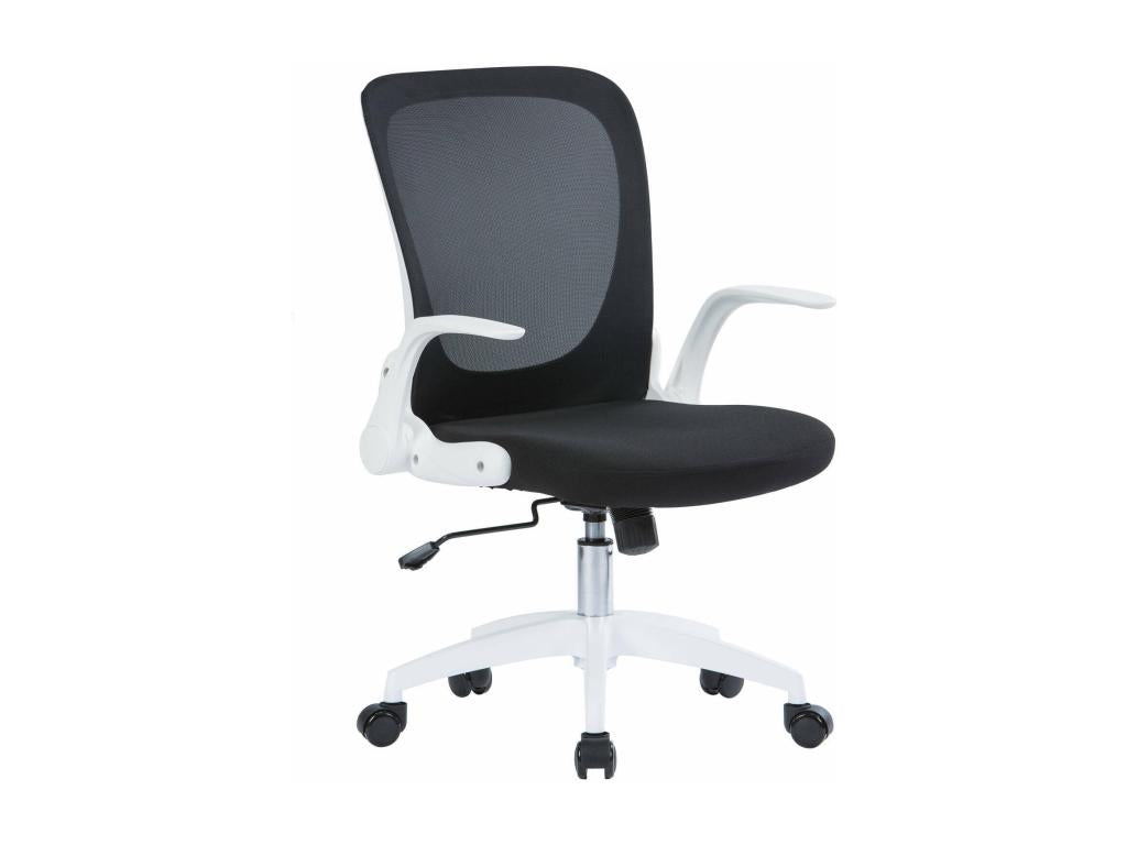 Chaise de bureau Boisona Chaise de direction en Boisona avec accoudoirs Siège ergonomique avec accoudoirs rabattables 60x59h86/96 cm Noir et Blanc NAZU23288
