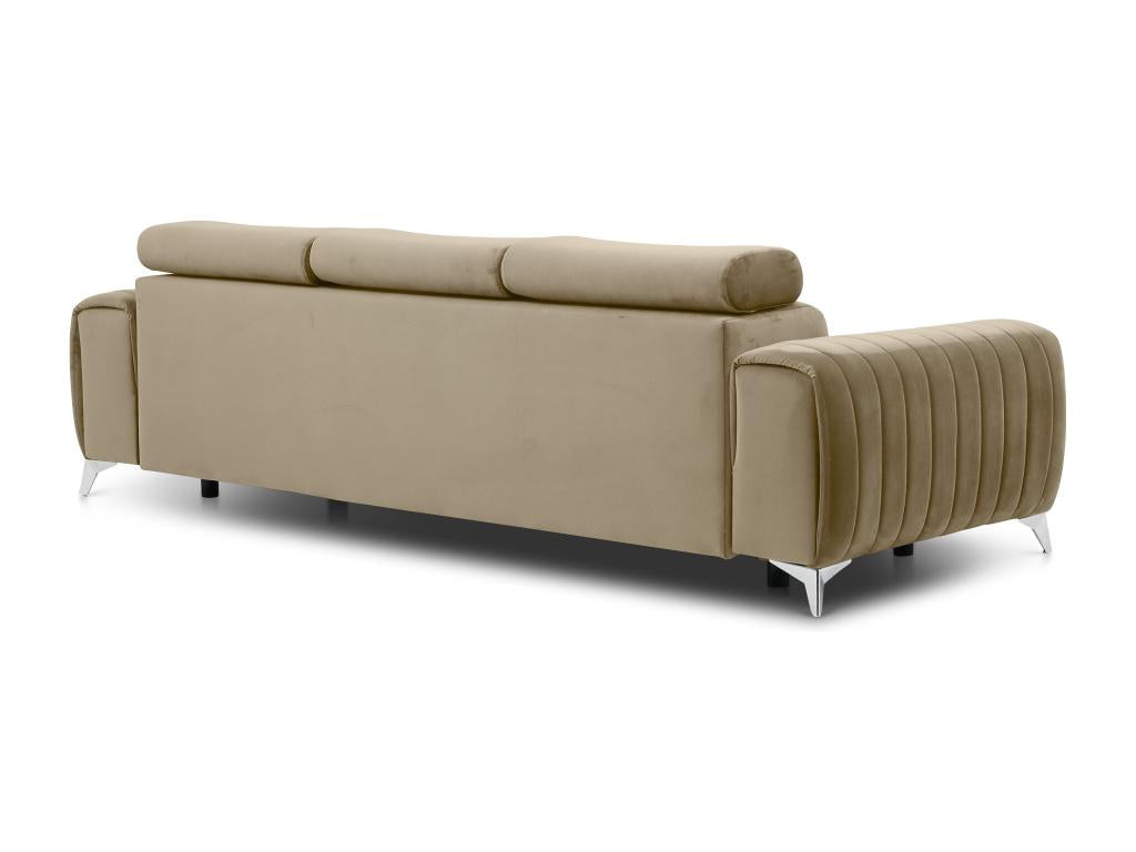 Canapé convertible avec appuis-tête réglables velours beige Boisona 261cm TALW33581