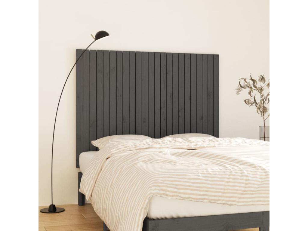Lit en bois massif gris, 146,5 x 3 x 110 cm