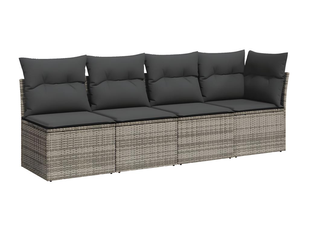 Salon de jardin 11 pièces avec coussins gris résine tressée ARIG71419