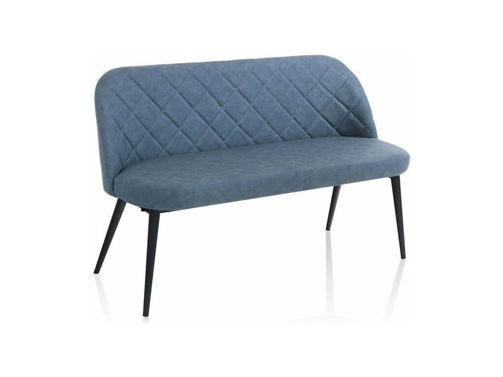 Canapé 2 places simili cuir bleu et pieds métal noir Boisona L 130cm XLRL32076