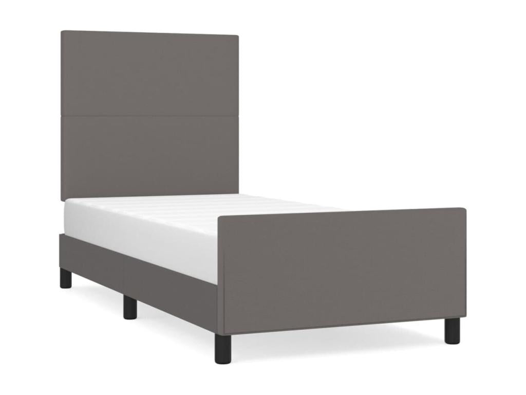 Cadre de lit avec tête de lit Gris 90x200 cm Similicuir TQWB31575