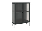 Buffet noir 75x35x105 cm verre et acier SXBF37330