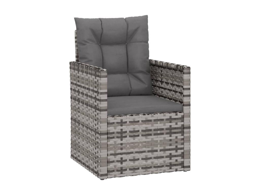 Fauteuil de jardin avec coussins Gris Résine tressée AQVN16894