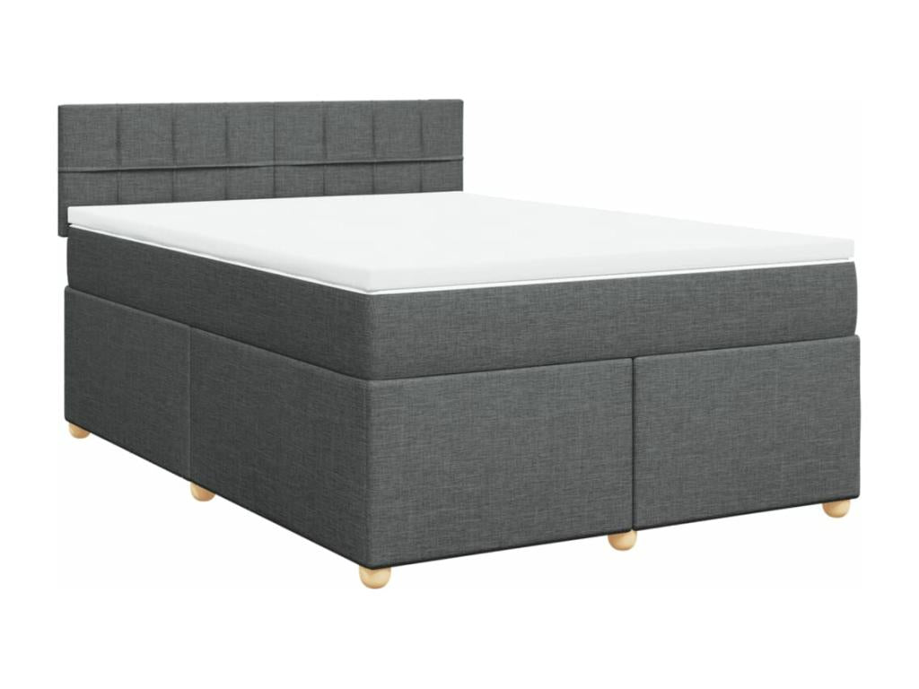 Sommier à Boisona de lit avec matelas Gris foncé 140x190cm Tissu OGCC80238