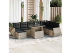 Salon de jardin 9 pcs avec coussins gris clair résine tressée DDCP08763