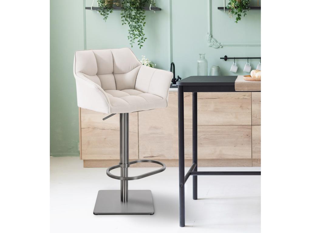 Tabouret de bar - Tissu / Métal - Blanc - Boisona ACVH32468
