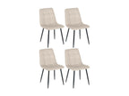 Lot de 4 chaise salle à manger - Velours / Métal noir mat - Crème - Boisona KXGG03029