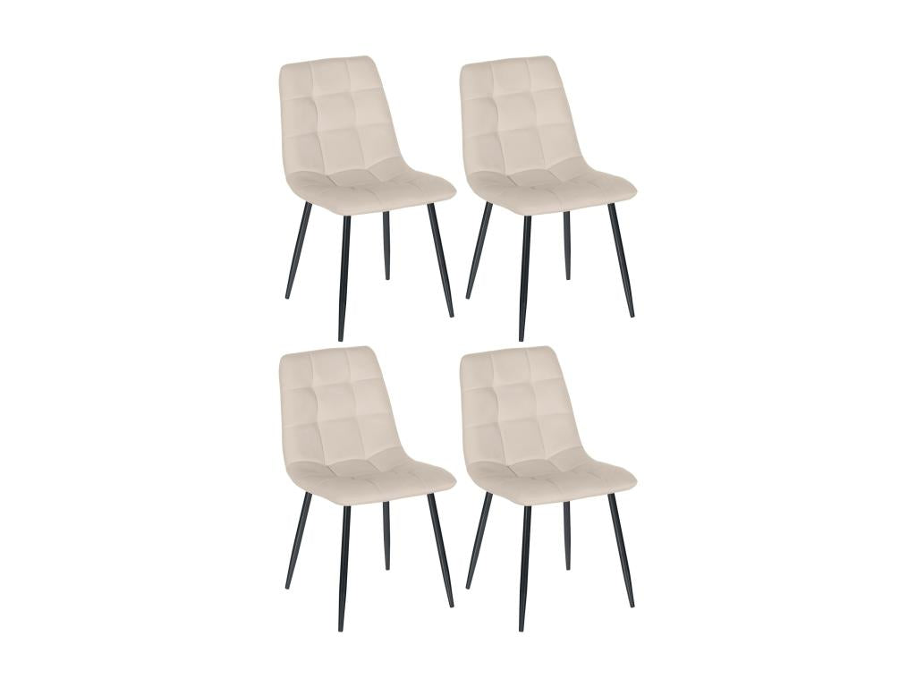 Lot de 4 chaise salle à manger - Velours / Métal noir mat - Crème - Boisona KXGG03029