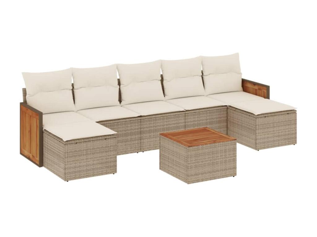 Ensemble de mobilier de jardin en résine tressée beige - dlz1766582296441