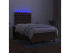 Sommier tapissier matelas et LED Marron foncé 120x200 cm Tissu QRMS44921