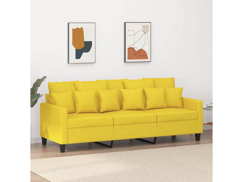 Canapé à 3 places Jaune clair 180 cm Tissu PQFK03795
