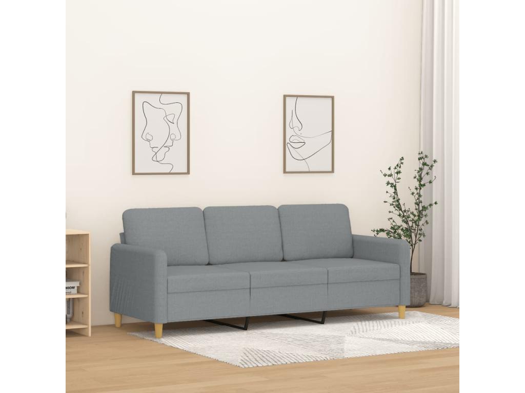 Canapé à 3 places Gris clair 180 cm Tissu LKQC42252