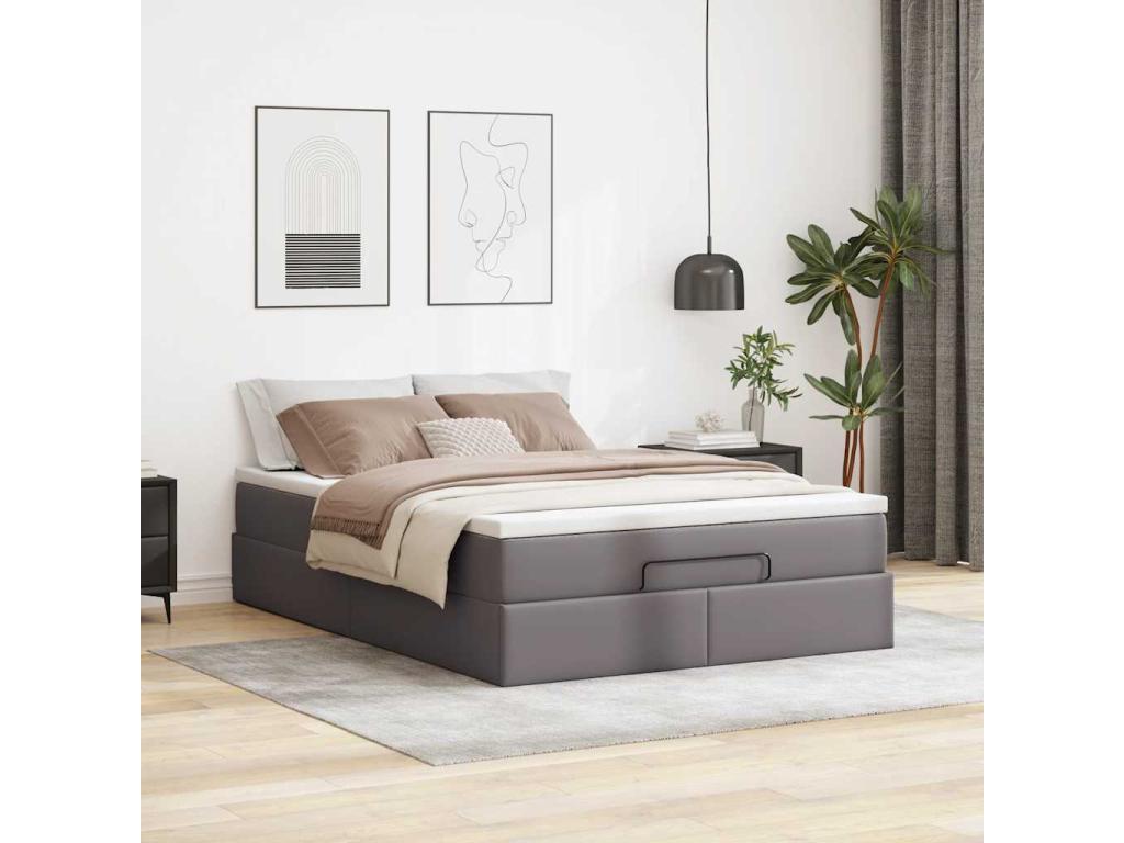 Cadre de lit Boisona avec matelas gris 140x200 cm similicuir WYIU89833