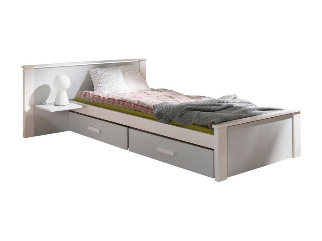 Lit Boisona 118 Unique Gris 90x200 Stratifié Sommier à Boisona 149x210x72cm JJFU74327