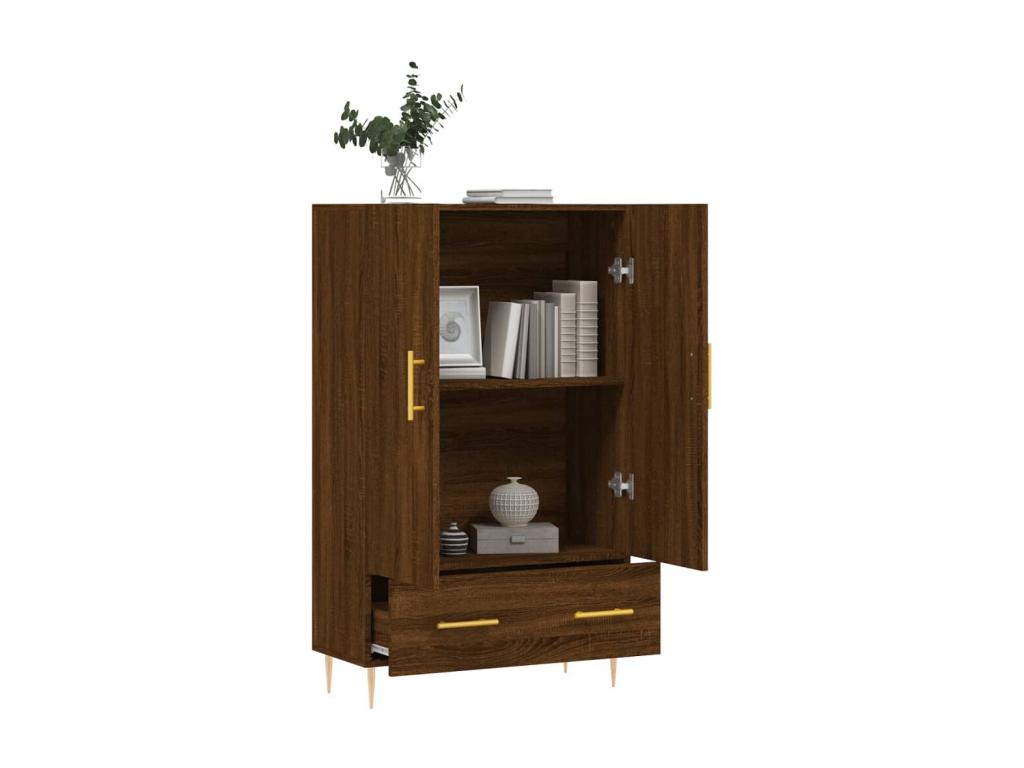 Buffet haut chêne marron 69,5x31x115 cm bois d'ingénierie AQRR78587