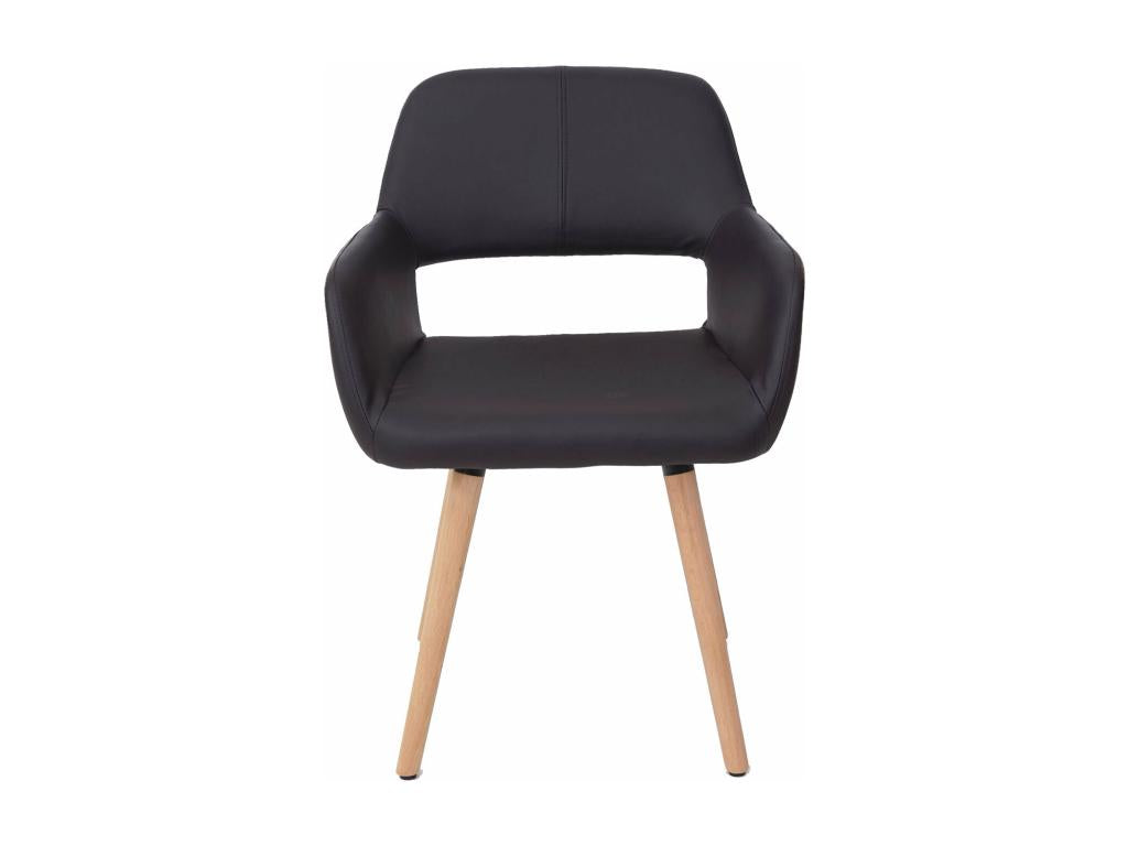 Chaise de salle à manger design rétro assise en PVC marron pieds clairs 04 0006302 VHSF46901