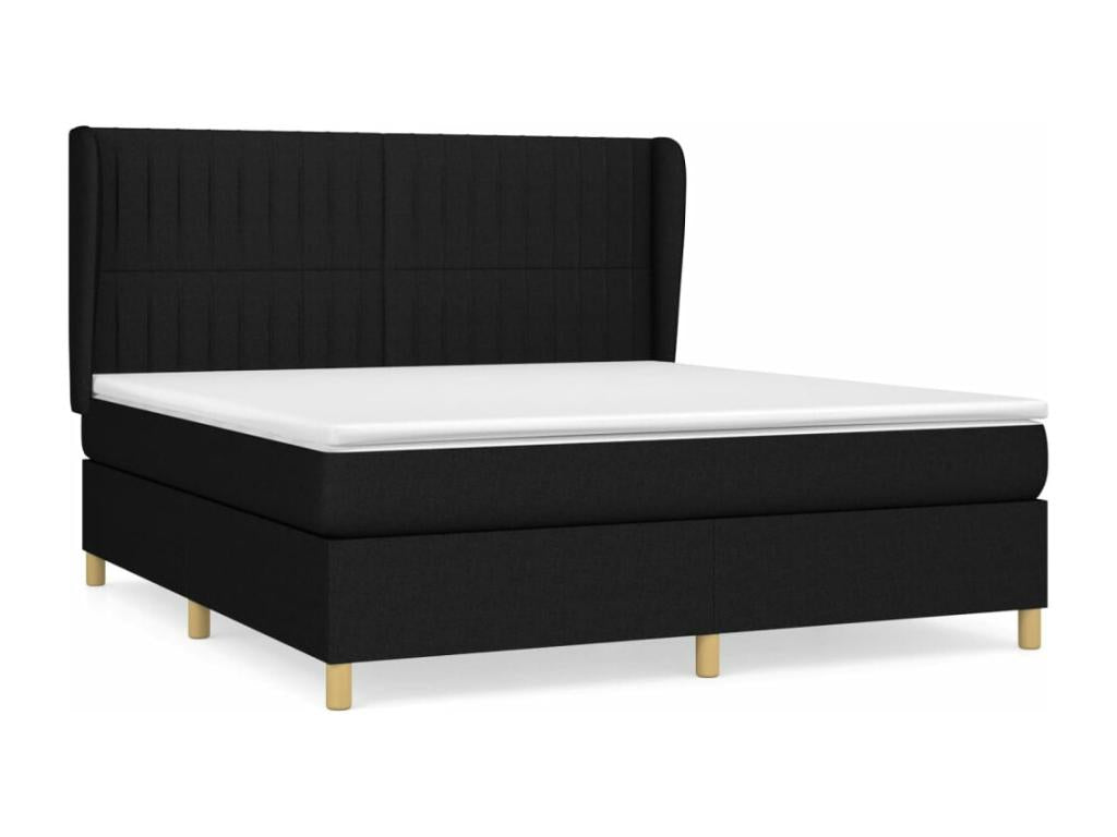 Lit à sommier tapissier avec matelas Noir 160x200 cm Tissu IEYJ32628