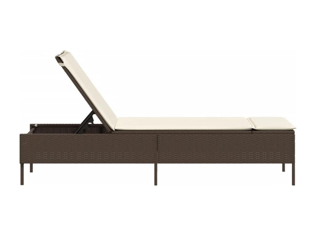 Chaise longue avec coussin marron résine tressée ANTZ61302
