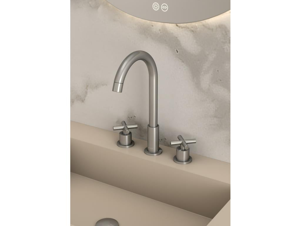 Robinet mitigeur lavabo sur plage Nickel brossé - Boisona GTHV64531