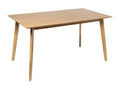Table de cuisine rectangulaire Boisona – Finition blanc brillant et pieds en bois clair-Couleur Naturel-Largeur 140 cm WABV10562