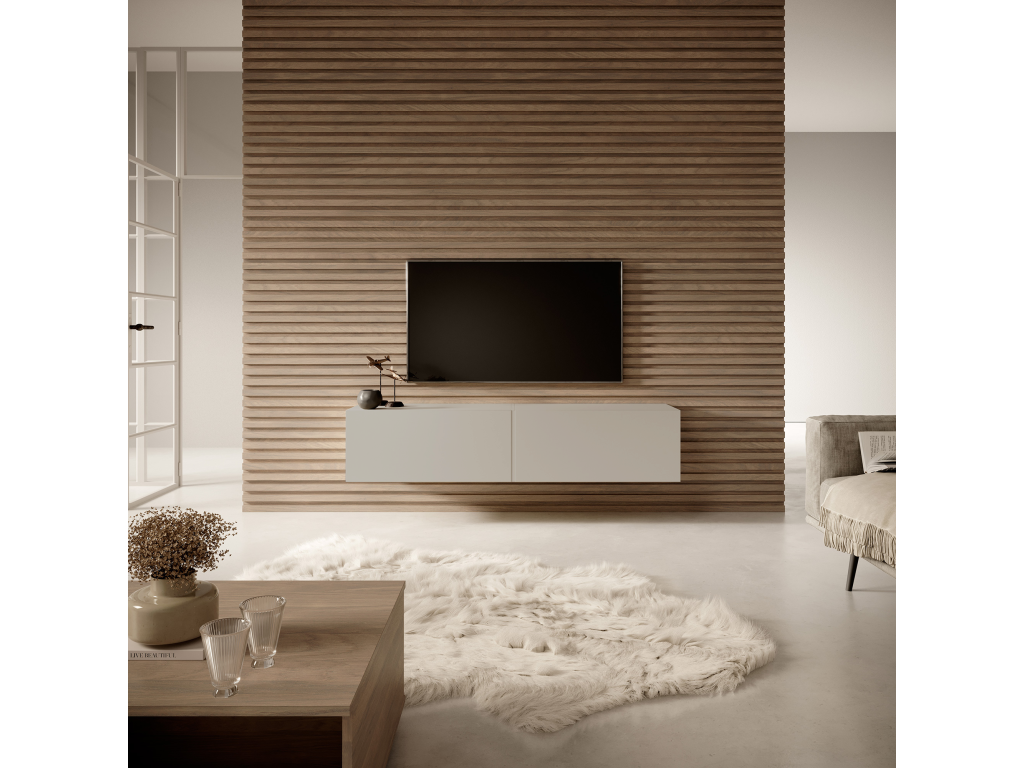 Meuble TV - 140 cm - Boisona gris-beige - Boisona TSQL49118