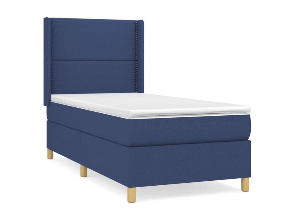 Sommier à Boisona de lit avec matelas Bleu 90x200 Tissu TGHS25020