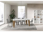 Table extensible 90x160/420 cm Boisona dessus Frêne Blanc pieds Chêne Nature LFON30849
