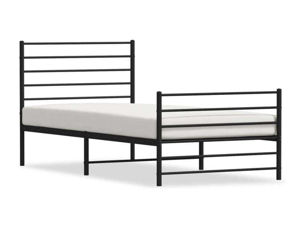 Cadre de lit métal avec tête de lit/pied de lit noir 90x200 cm NMJV21589