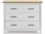 Commode en pin massif décor ciré blanc et chêne meuble de rangement - Longueur 100 x Profondeur 40 x Hauteur 80 cm EFIW27186