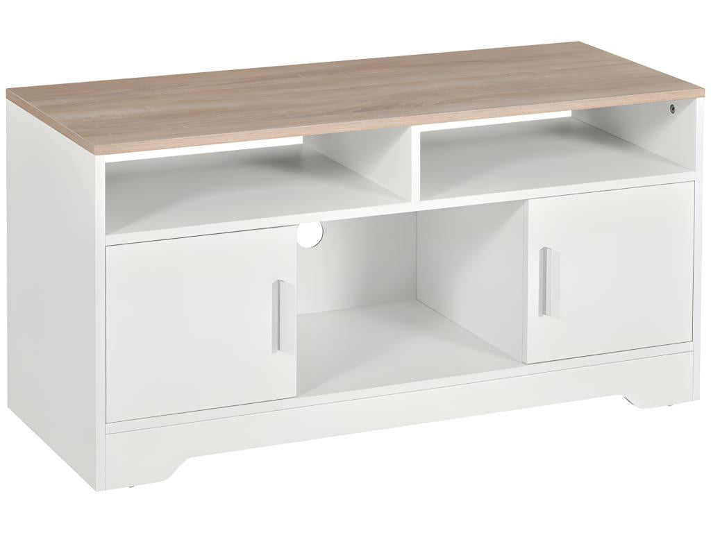 Meuble tv Boisona blanc et bois PZJR14592