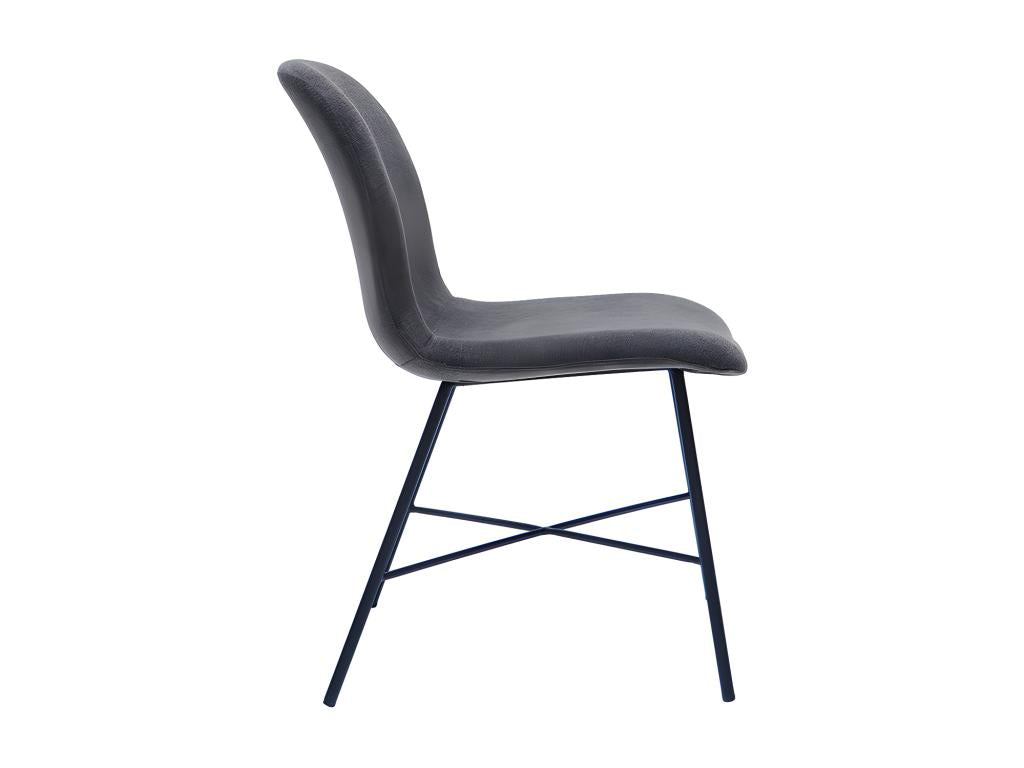 Chaise design effet velours gris et métal noir Boisona SCYP30849