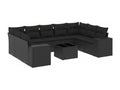 Salon de jardin 10 pcs avec coussins noir résine tressée SGMC95001