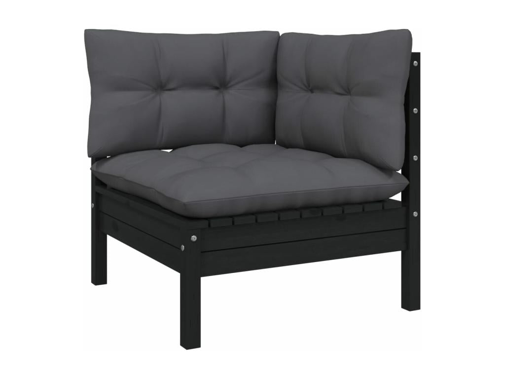 Salon de jardin 11 pcs avec coussins Noir Bois de pin solide KJXI35167