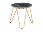 Table d'appoint effet marbre vert et pieds métal doré Boisona D 40cm GKRN57124
