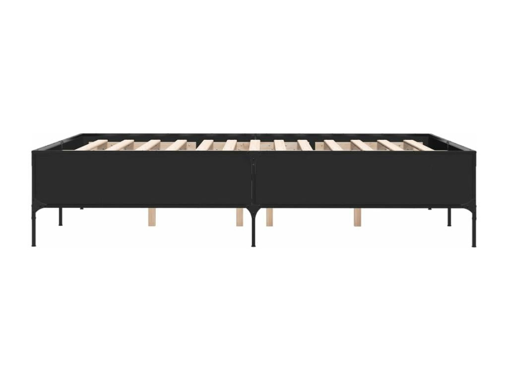 Cadre de lit noir 120x190 bois d'ingénierie et métal FMBW59136