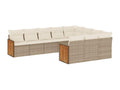 Salon de jardin avec coussins 10 pcs beige résine tressée NYDN61283