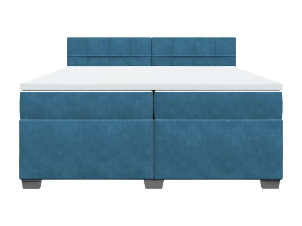 Sommier à Boisona de lit et matelas Bleu 200x200 cm velours OEOX07945