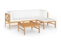 Salon de jardin 5 pcs avec coussins crème Bois de teck solide 3 YAAK85478