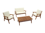 Salon de jardin en bois massif avec coussins déhoussables beige naturel Boisona SNLI42025