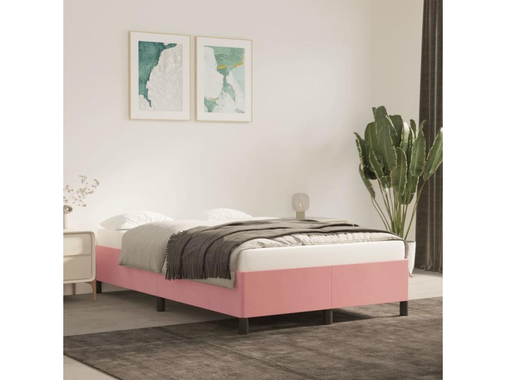 Cadre de lit rose 120x190 velours CFBS23065