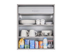 Meuble Haut de Cuisine Imitation Aluminium 2 Etagères L 60 H 72 P 35 cm QSBX46178