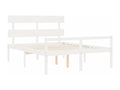 Cadre de lit en bois massif blanc, 160 x 200 cm
