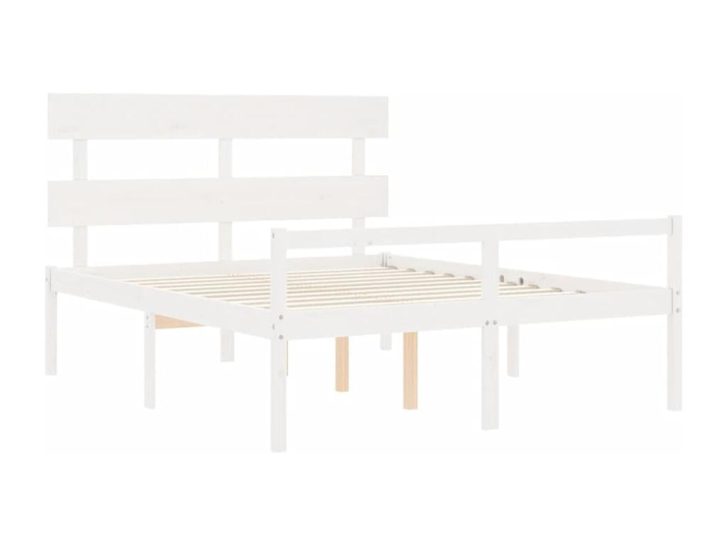 Cadre de lit avec tête de lit blanc 160x200 cm bois massif GXAY58162